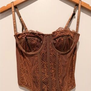 SHEIN Brown Lace Bustier